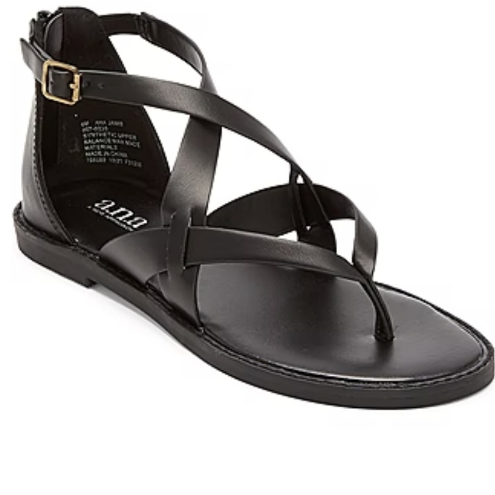 a.n.a Womens Janis Ankle Strap Flat Sandals
